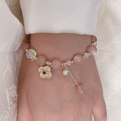 Colorful Natural Stone Crystal Pearl Bracelet Set for Fashionable Girls