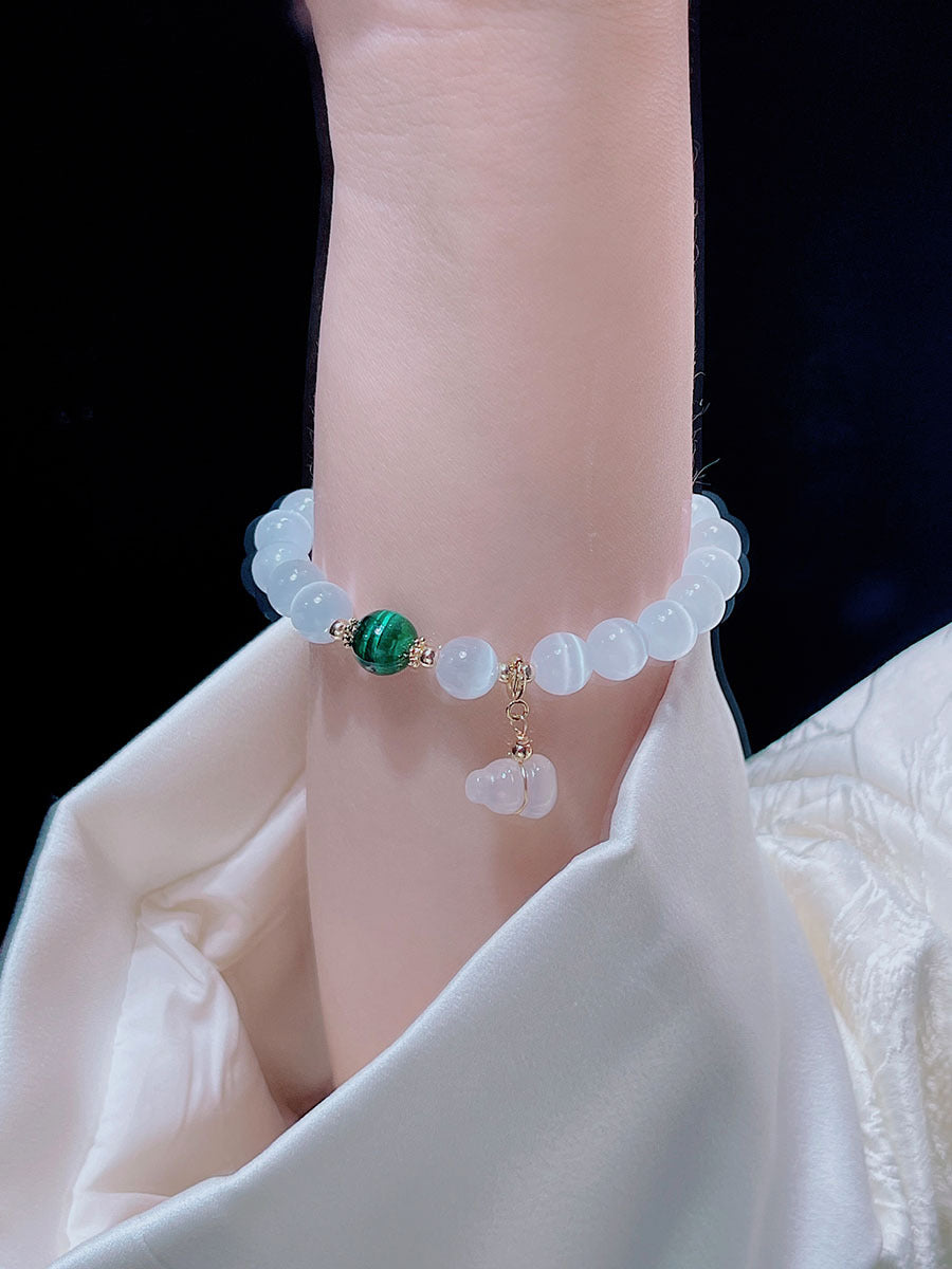 Chinese Style Women's Bracelet with Crystal Cat Eye Gourd Lucky Charm