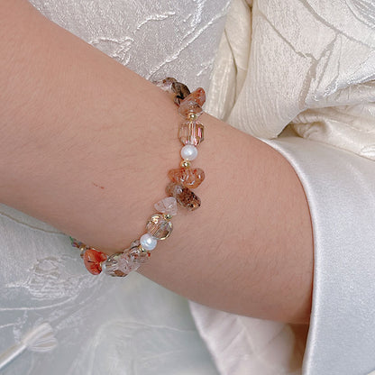 Freshwater Pearl Crystal Bracelet with Gold Plated Pull-out Design