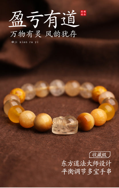 Earth Elemental-Yellow Jade Natural Crystal Bracelet