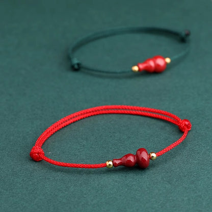 Finished natural red cinnabar gourd bracelet, raw mineral purple clay