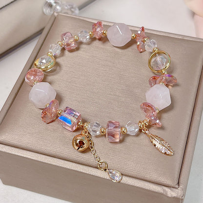 Irregular Crystal and Agate Bead Bell Bracelet