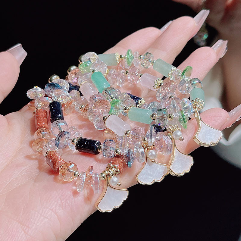 Cute Crystal Bracelet with Star and Flower Charms