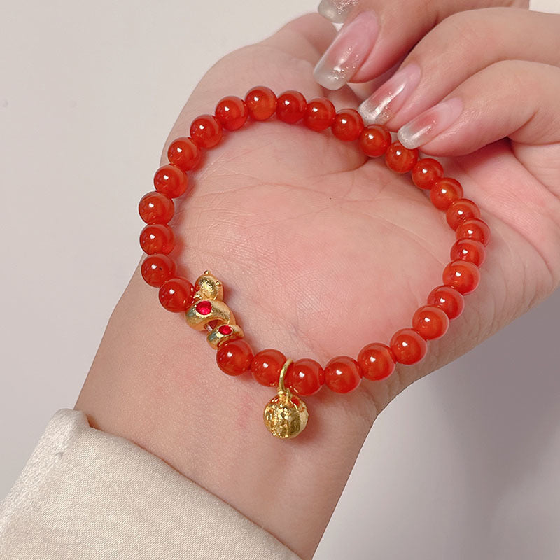 Red Agate Beaded Bracelet for New Year