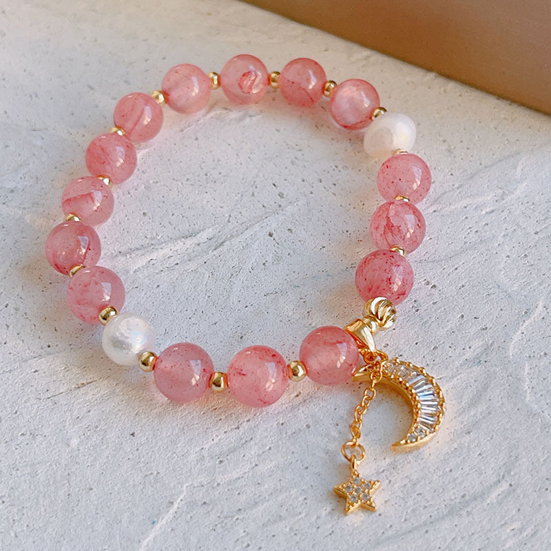 Natural Stone Moon and Star Layered Bracelet