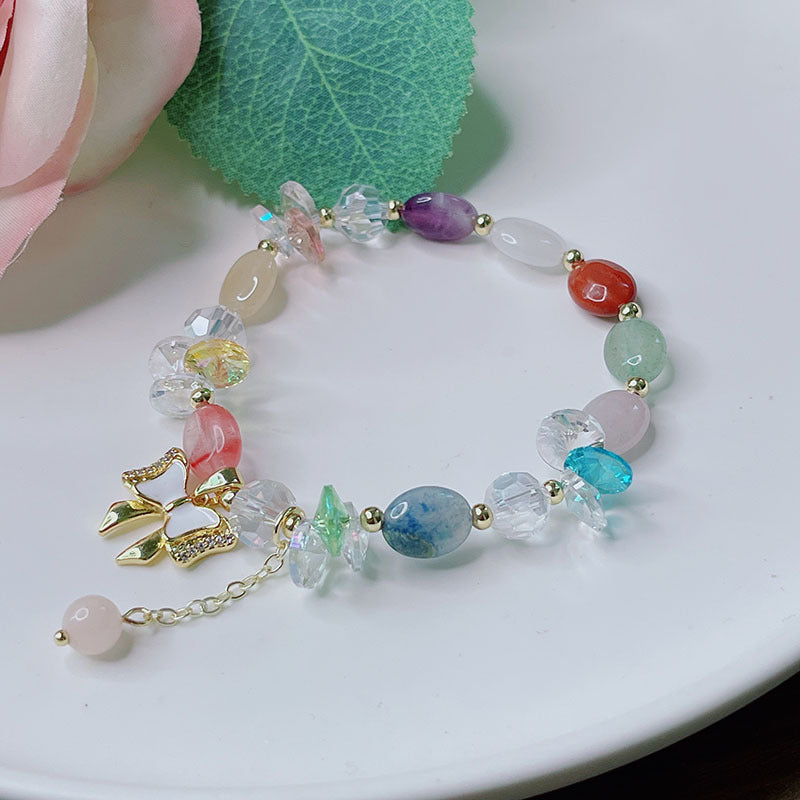 Cute Crystal Bracelet with Star and Flower Charms