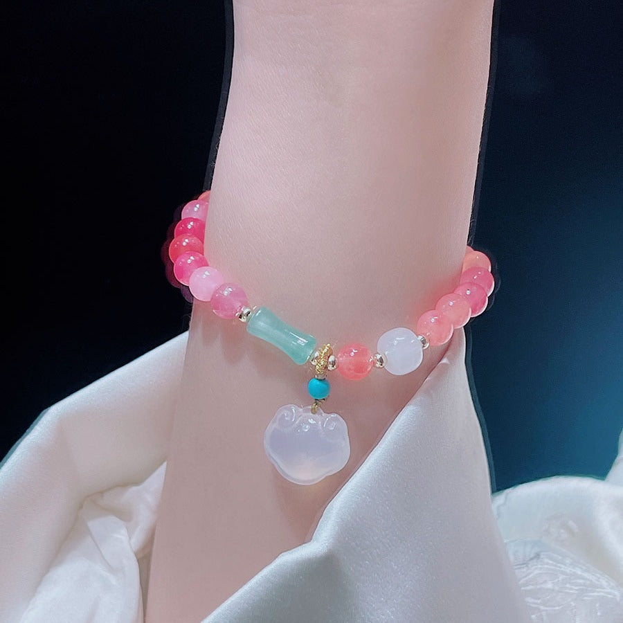 Sweet Colorful Agate Bead Bracelet for Girls