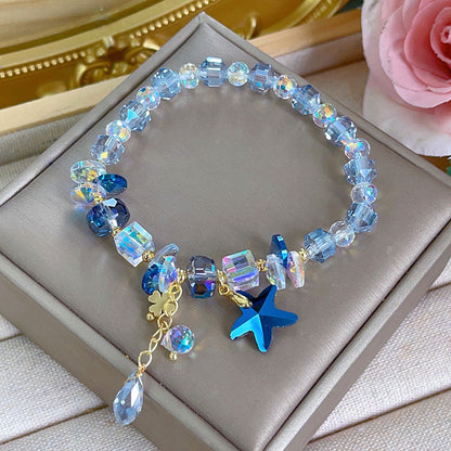 Sparkling Star Bracelet with Various Faceted Crystal Beads