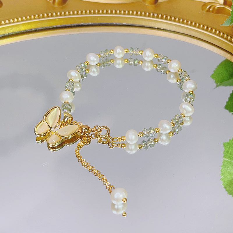 Cat's Eye Stone Butterfly Bracelet for Women