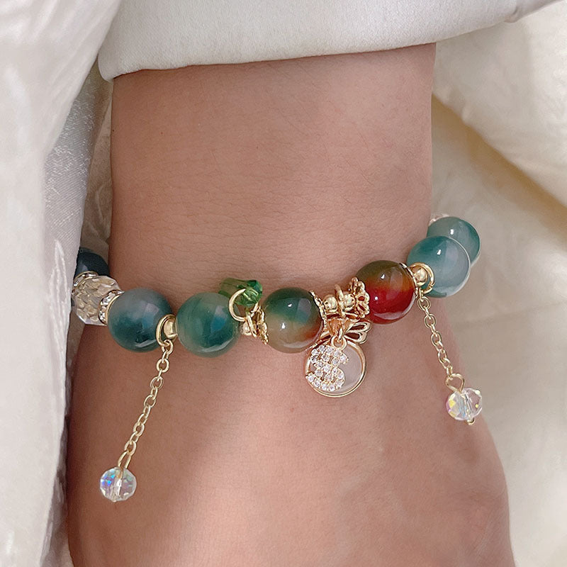 Colorful Natural Stone Crystal Pearl Bracelet Set for Fashionable Girls