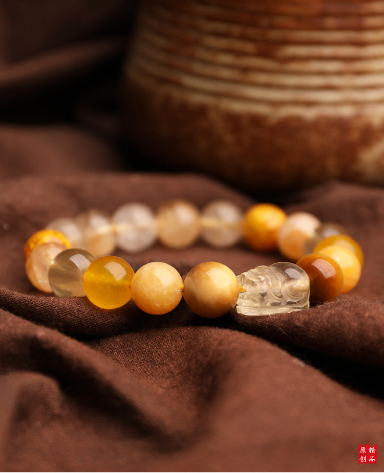 Earth Elemental-Yellow Jade Natural Crystal Bracelet