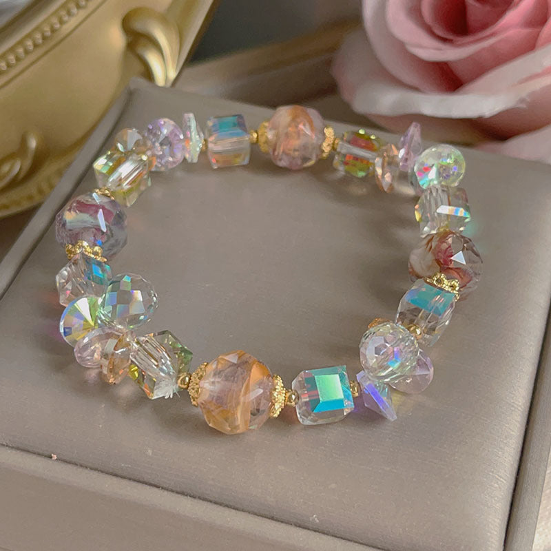 Pink Stone Beaded Unique Crystal Bracelet