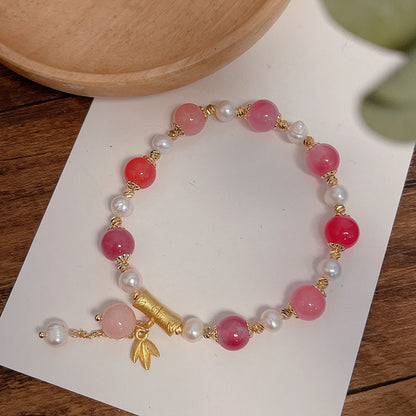 Colorful Beaded Bracelet with Sweet Delicate Charm