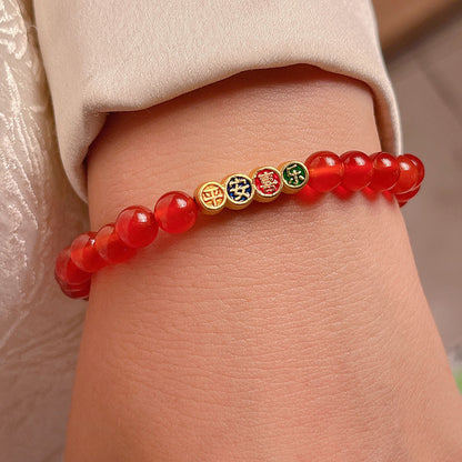 Red Agate Beaded Bracelet for New Year