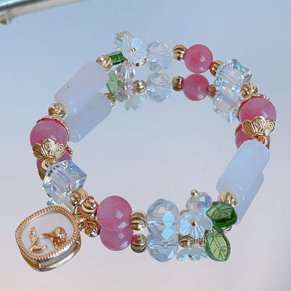 Pink Stone Beaded Unique Crystal Bracelet