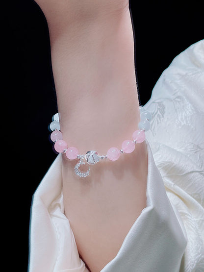 Sweet and Fresh Ins Style Pink Crystal Blue Stone Moon Star Fish Tail Bracelet