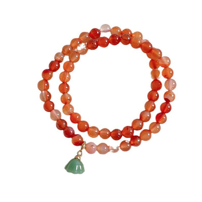 Natural Agate Simple Fresh Bracelet with Removable Lotus Pendant