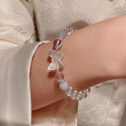 Natural White Crystal Carved Butterfly Bracelet