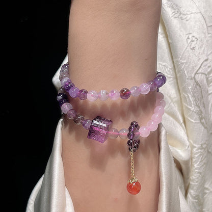 Nine Purple Fire Bracelet Aurora Luminous Glass Cube Crystal Bracelet