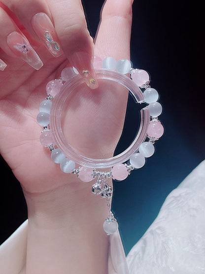 Sweet and Fresh Ins Style Pink Crystal Blue Stone Moon Star Fish Tail Bracelet