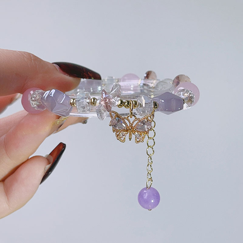 Sparkling Butterfly Bracelet with Dopamine Glass Beads