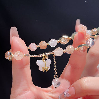 Colorful Crystal Strawberry Crystal Yellow Crystal Butterfly Bracelet