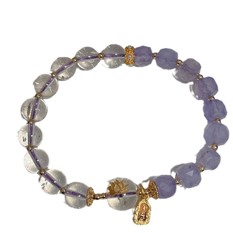 Double Luck Amethyst White Crystal Bracelet