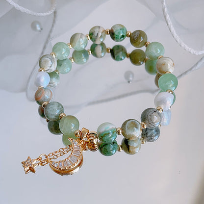 Natural Stone Moon and Star Layered Bracelet