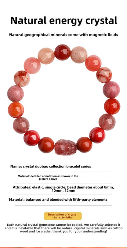 Fire Elemental-Red Agate Natural Crystal Multi-Treasure Auspicious Bracelet