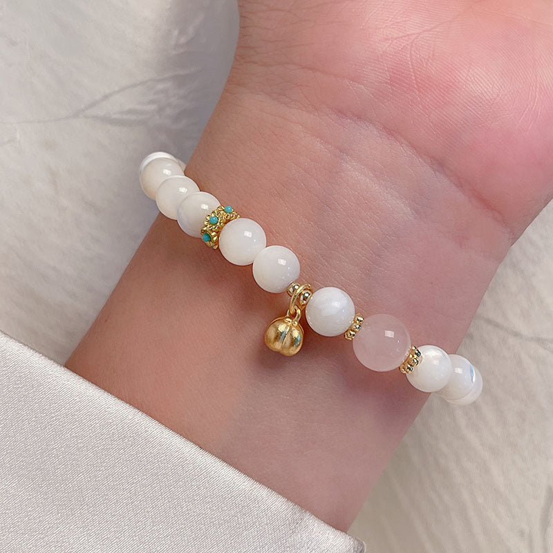 Natural White Butterfly Shell Flower Bellflower Bracelet