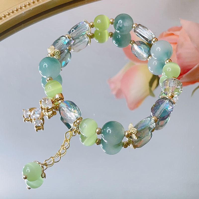 Korean Style Cute Bear Crystal Bead Bracelet for Girls