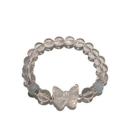 Natural White Crystal Carved Butterfly Bracelet