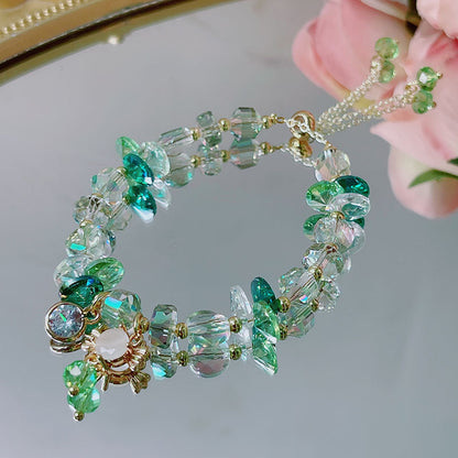 Cute Crystal Bracelet with Star and Flower Charms