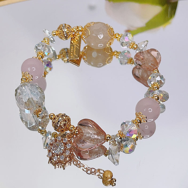 Fresh and Sweet Flower Bracelet with Zircon Inlay