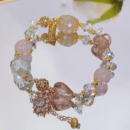 Fresh and Sweet Flower Bracelet with Zircon Inlay