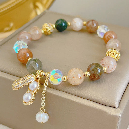 Prosperity Bracelet with Golden Hair Crystal and Peanut Beads