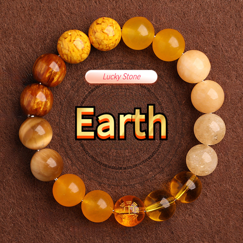 Wood Elemental-Green agate balance energy bracelet