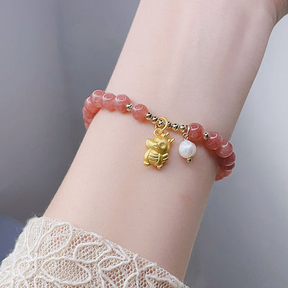 2024 Year of the Dragon Natural Stone Bracelet Cute Dragon Beaded Bracelet Lucky Charm