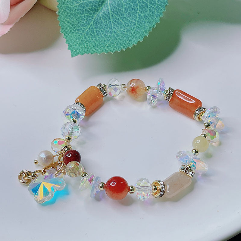 Cute Crystal Bracelet with Star and Flower Charms