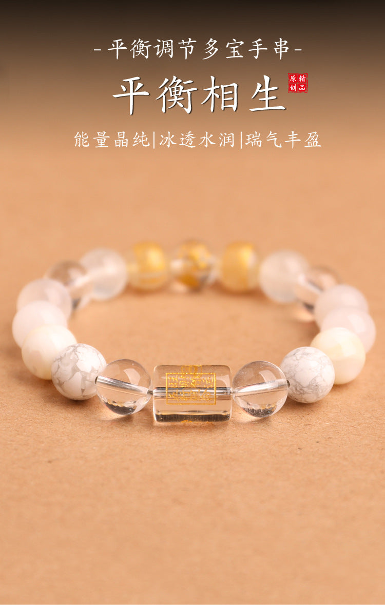 Metal Elemental-Natural Crystal Stone Bracelet