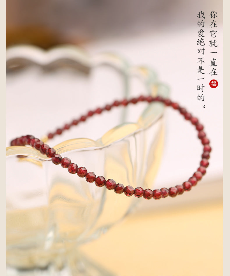 Natural Garnet Women's Love Peach Blossom Bracelet