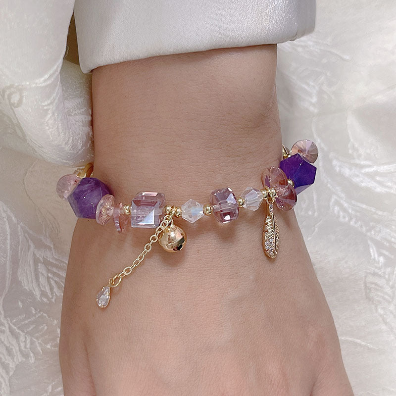 Irregular Crystal and Agate Bead Bell Bracelet