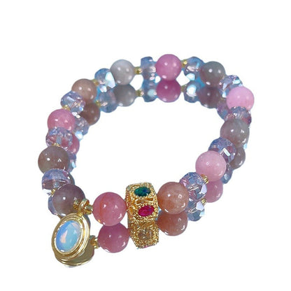 Pink Stone Beaded Unique Crystal Bracelet