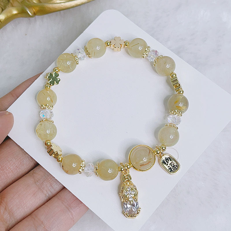 Luckystone Natural Crystal Pixiu Bracelet