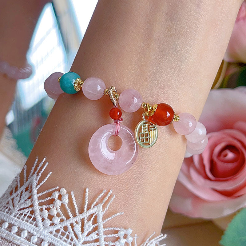 Sweet Crystal Peace Buckle Bracelet