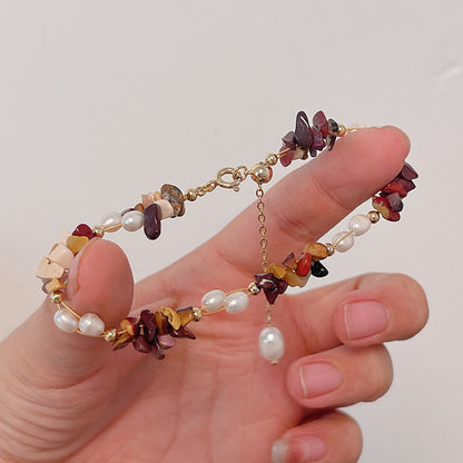 Crystal Pearl Bracelet Handmade Boho Style