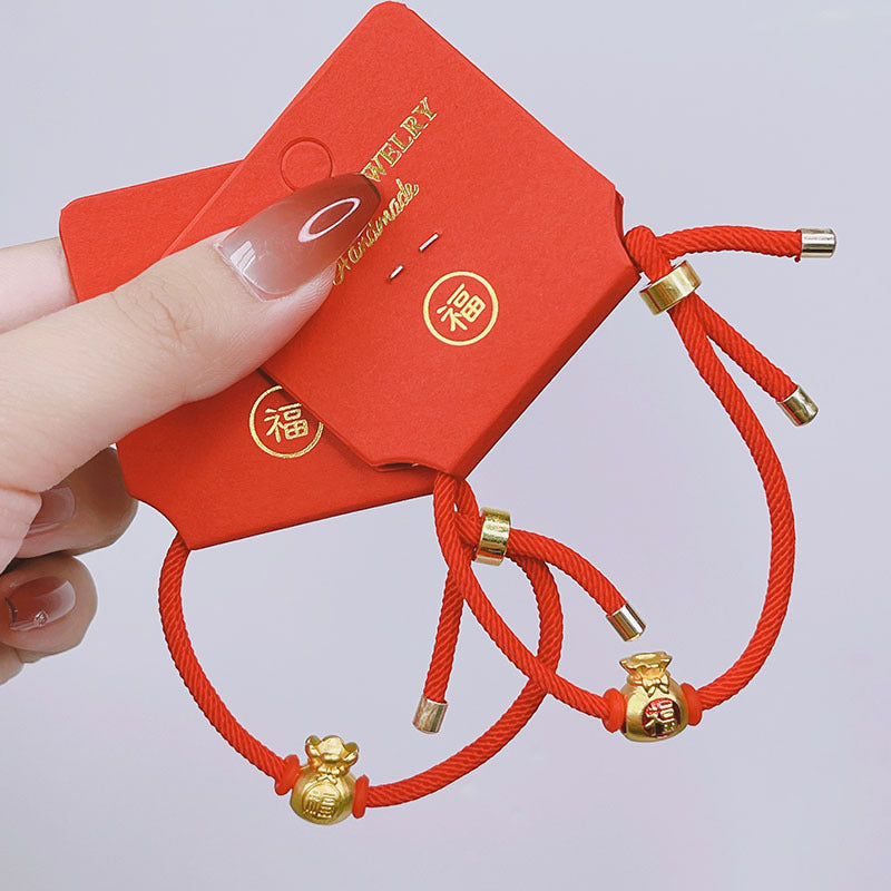 New Year Lucky Bag Red String Bracelet Year of the Gift Parent-child Couple Hand-woven Red Hand Rope Blessing Bracelet