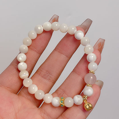 Natural White Butterfly Shell Flower Bellflower Bracelet