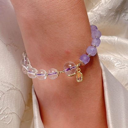 Double Luck Amethyst White Crystal Bracelet