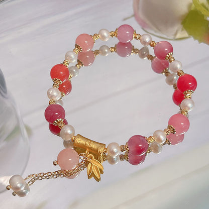 Colorful Beaded Bracelet with Sweet Delicate Charm